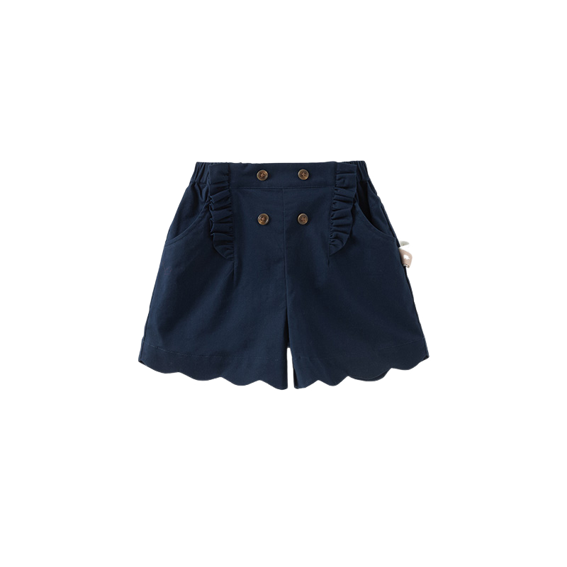 Dave&Bella Kids Girls Summer Khaki/Navy Cotton College Style Shorts