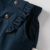 Dave&Bella Kids Girls Summer Khaki/Navy Cotton College Style Shorts