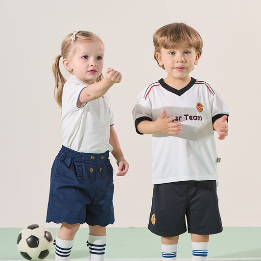 Dave&Bella Kids Girls Summer Pink/White Rabbit Embroidery College-style Daily Polos