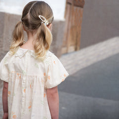 Dave&Bella Toddler Girls Summer Cotton Beige Floral Print Sweet A-line Dress