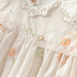 Dave&Bella Toddler Girls Summer Cotton Beige Floral Print Sweet A-line Dress