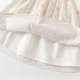 Dave&Bella Toddler Girls Summer Cotton Beige Floral Print Sweet A-line Dress