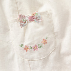 Dave&Bella Girs Summer Cute Floral Cotton T-shirt Beige Short Pant Set