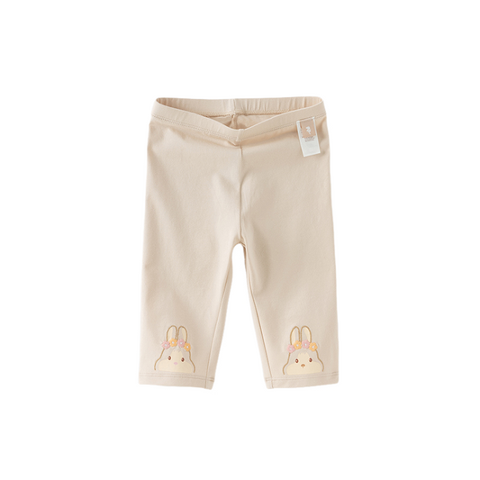 Dave&Bella Toddler Girls Summer Versatile Light Khaki/Pink Stretchable Slim Leggings
