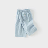 Dave&Bella Toddler Girls Summer Cute Green/Blue Straight-leg Wide Casual Pants