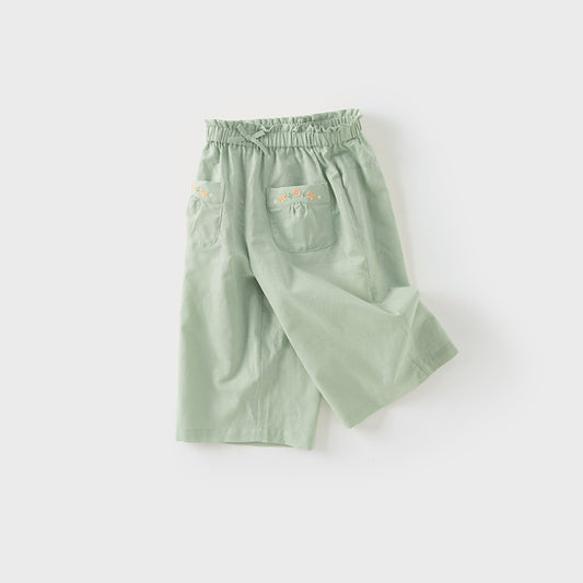 Dave&Bella Toddler Girls Summer Cute Green/Blue Straight-leg Wide Casual Pants