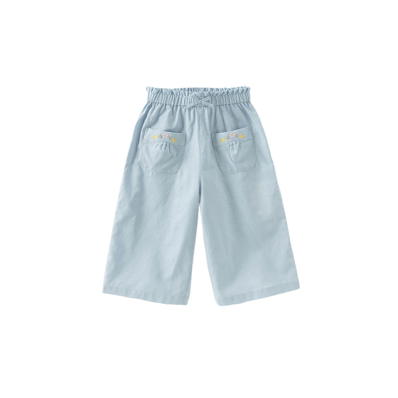 Dave&Bella Toddler Girls Summer Cute Green/Blue Straight-leg Wide Casual Pants