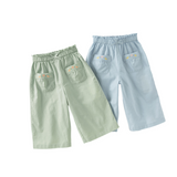 Dave&Bella Toddler Girls Summer Cute Green/Blue Straight-leg Wide Casual Pants