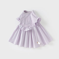 Dave&Bella Girls Summer Cotton Fantasy Purple Patchwork Princess Dress