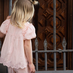 Dave&Bella Girls Summer Cotton Candy Pink Lace T-shirt Short Set