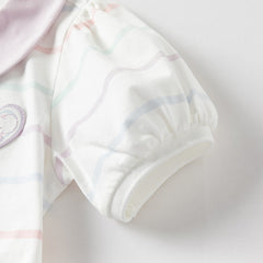 Dave&Bella Girls Summer Cotton Striped Doll Collar T-shirt Top