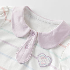 Dave&Bella Girls Summer Cotton Striped Doll Collar T-shirt Top