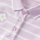 Dave&Bella Toddler Girls Summer Cotton Cute Purple Striped Polo T-shirts