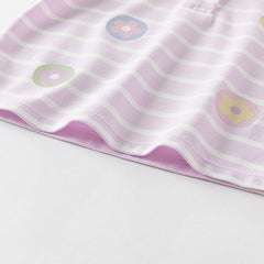 Dave&Bella Girls Summer Cotton Cute Purple Striped Polo T-shirt Top