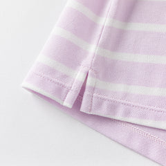 Dave&Bella Girls Summer Cotton Cute Purple Striped Polo T-shirt Top