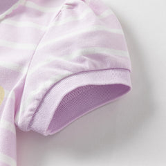Dave&Bella Girls Summer Cotton Cute Purple Striped Polo T-shirt Top