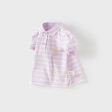 Dave&Bella Toddler Girls Summer Cotton Cute Purple Striped Polo T-shirts