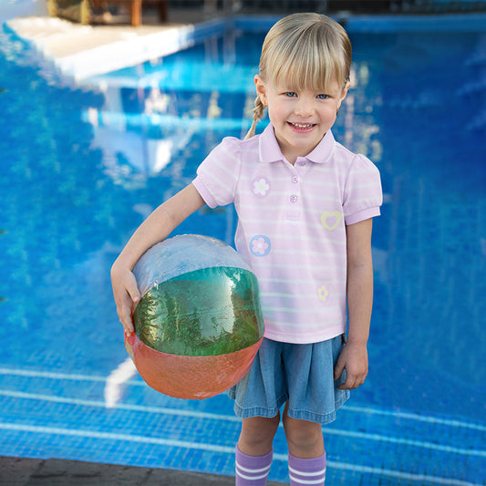 Dave&Bella Girls Summer Cotton Cute Purple Striped Polo T-shirt Top