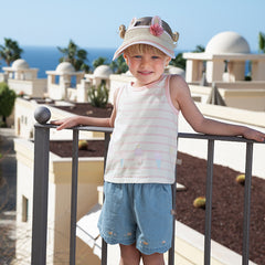 Dave&Bella Toddler Girls Summer Pink White Striped/Green Cool Sleeveless Tank Tops