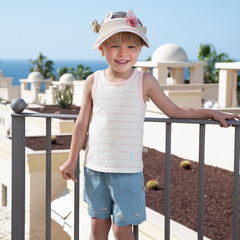 Dave&Bella Toddler Girls Summer Pink White Striped/Green Cool Sleeveless Tank Tops