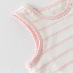 Dave&Bella Toddler Girls Summer Pink White Striped/Green Cool Sleeveless Tank Tops