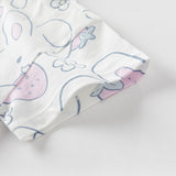 Dave&Bella Toddler Girls Summer White/Pink Rabbit Print Soft Cotton T-shirt Tops
