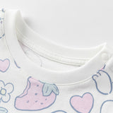 Dave&Bella Toddler Girls Summer White/Pink Rabbit Print Soft Cotton T-shirt Tops