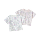 Dave&Bella Toddler Girls Summer White/Pink Rabbit Print Soft Cotton T-shirt Tops