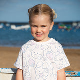 Dave&Bella Toddler Girls Summer White/Pink Rabbit Print Soft Cotton T-shirt Tops