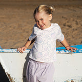 Dave&Bella Toddler Girls Summer White/Pink Rabbit Print Soft Cotton T-shirt Tops