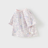 Dave&Bella Toddler Girls Summer White/Pink Rabbit Print Soft Cotton T-shirt Tops