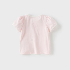 Dave&Bella Toddler Girls Summer Adorable Pink Breathable Cotton T-shirt Tops