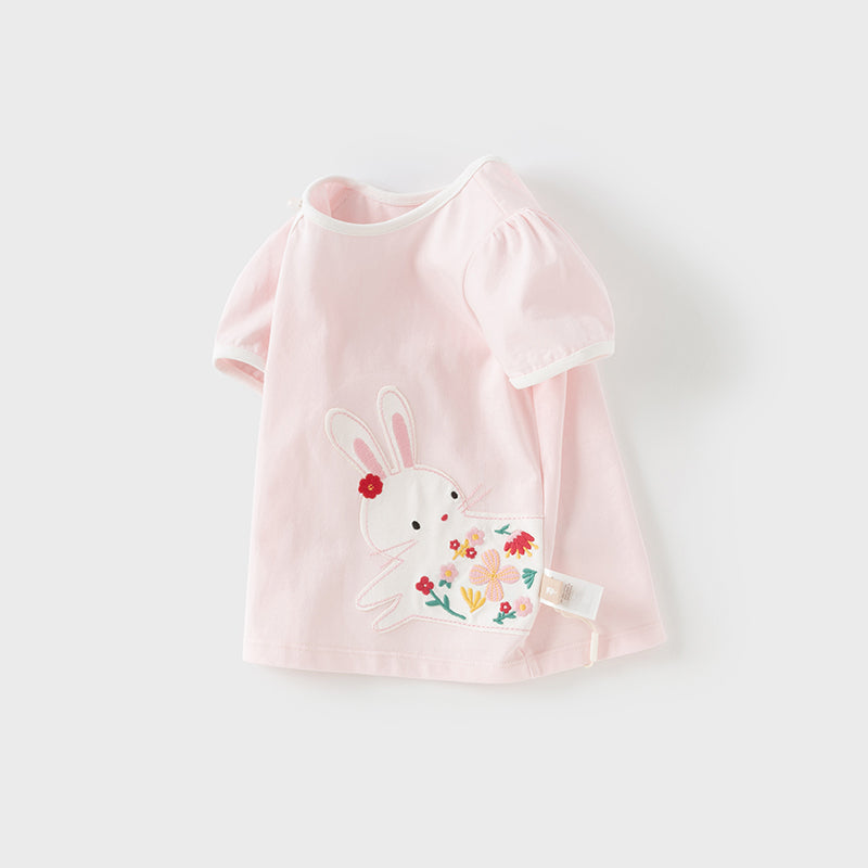 Dave&Bella Toddler Girls Summer Adorable Pink Breathable Cotton T-shirt Tops