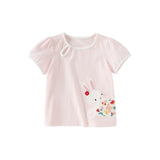 Dave&Bella Toddler Girls Summer Adorable Pink Breathable Cotton T-shirt Tops
