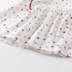 Dave&Bella Girls Summer Floral Print Sleeveless T-shirt Red Short Sets