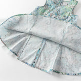 Dave&Bella Girls Summer Classical Green Printed Mesh Elegant Princess Dresses