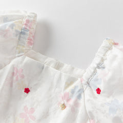 Dave&Bella Toddler Girls Summer Printed Bubble Sleeve Floral Pod Skirt Dress