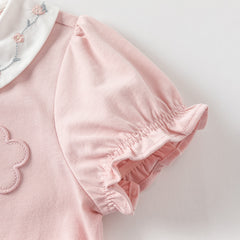 Dave&Bella Girls Summer Pink Shirt Half-Skirt Suit Set