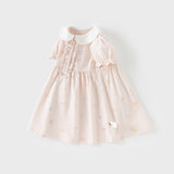 Dave&Bella Girls Summer Cotton College Pink Print Cute A-line Dress