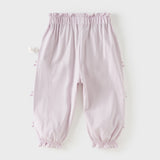 Dave&Bella Toddler Girls Summer Sweet Grey Bow Decorations Breathable Cotton Pants