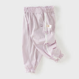 Dave&Bella Toddler Girls Summer Sweet Grey Bow Decorations Breathable Cotton Pants