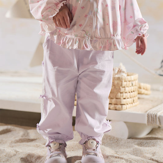 Dave&Bella Toddler Girls Summer Sweet Grey Bow Decorations Breathable Cotton Pants