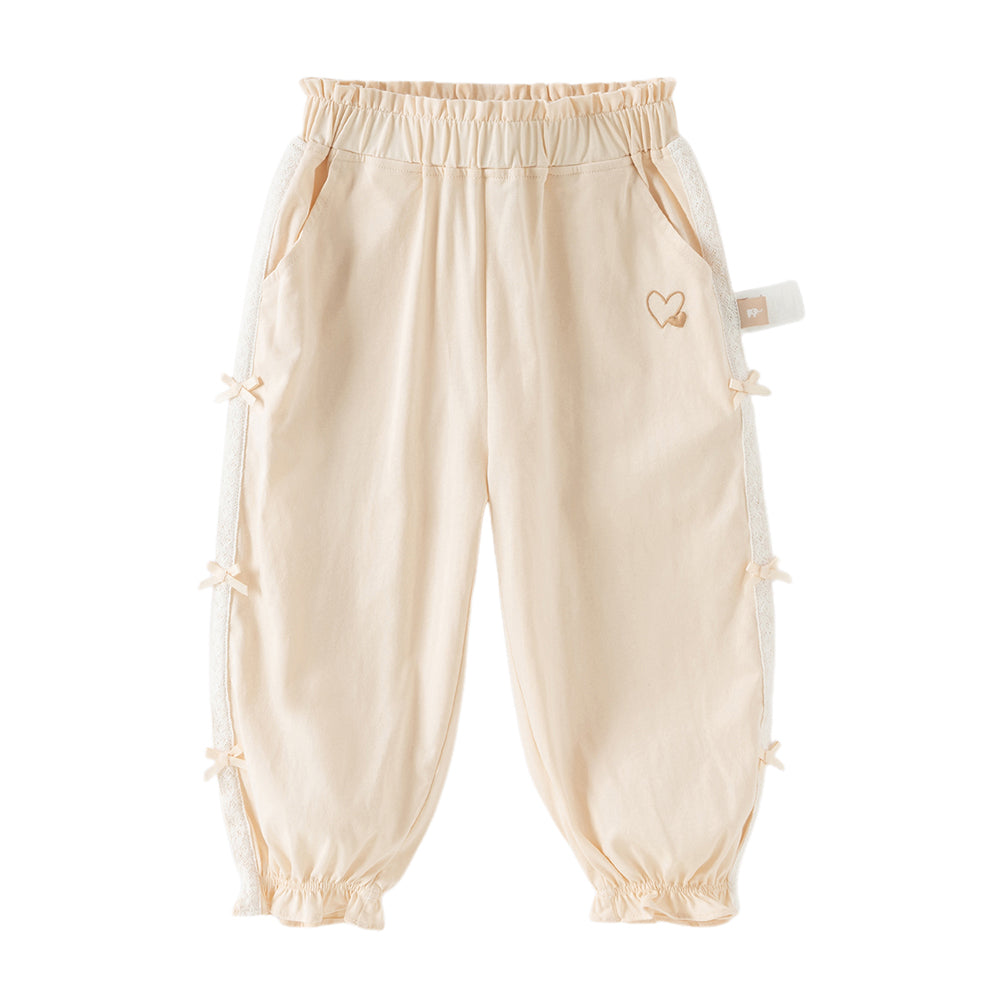 Dave&Bella Toddler Girls Summer Sweet Grey Bow Decorations Breathable Cotton Pants