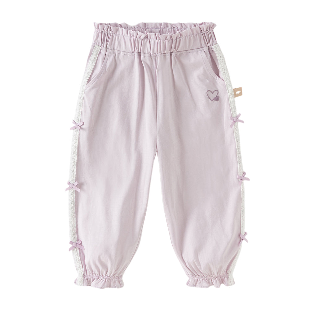 Dave&Bella Toddler Girls Summer Sweet Grey Bow Decorations Breathable Cotton Pants
