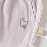 Dave&Bella Toddler Girls Summer Sweet Grey Bow Decorations Breathable Cotton Pants