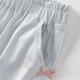 Dave&Bella Toddler Girls Summer Sweet Grey Bow Decorations Breathable Cotton Pants