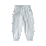 Dave&Bella Toddler Girls Summer Sweet Grey Bow Decorations Breathable Cotton Pants