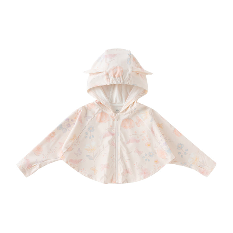 Dave&Bella Toddler Girls Summer Beige/Pink Print UV Protective Sunscreen Jackets