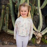 Dave&Bella Toddler Girls Summer Beige/Pink Print UV Protective Sunscreen Jackets