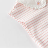 Dave&Bella Toddler Girls Summer Striped Adorable Rabbit-shaped Soft Cotton T-shirt Tops